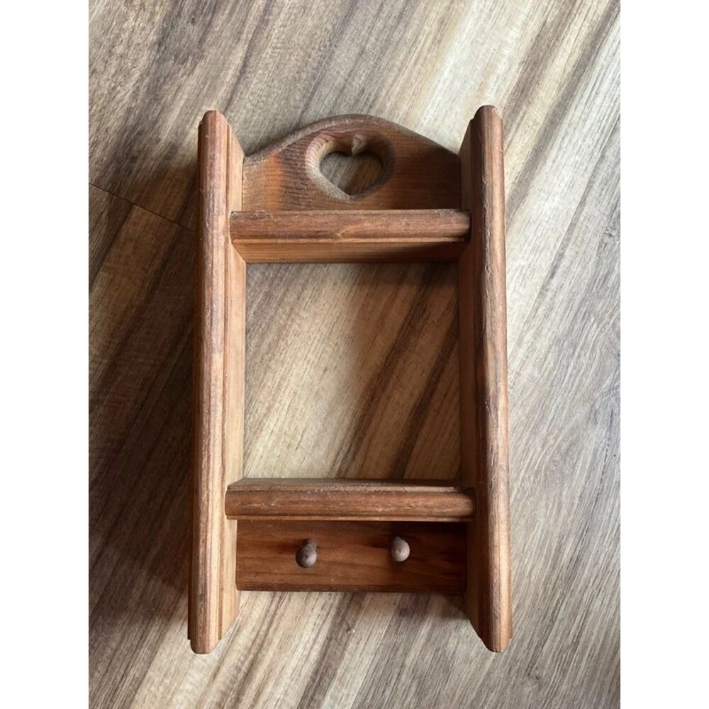 Vintage wood heart wall shelf
